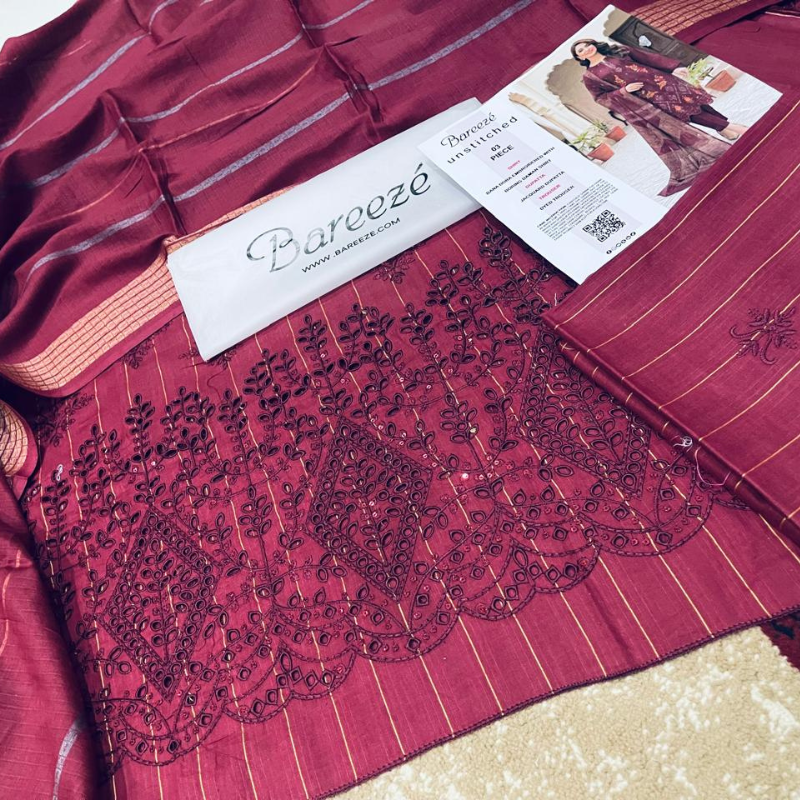 Bareeze Embroidered Boring Daman 3PC Suit