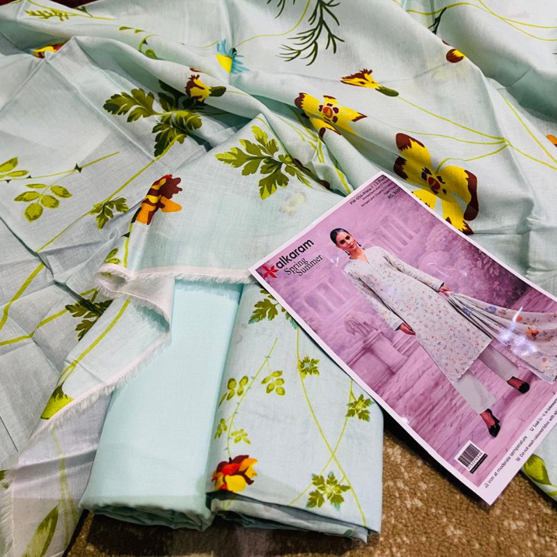 Alkaram Unstitched 3 Piece Suit: