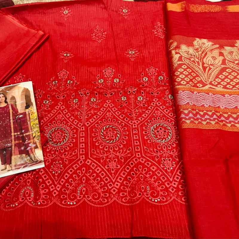 🌸Selitex 3 Piece Embroidered Unstitched Suit –